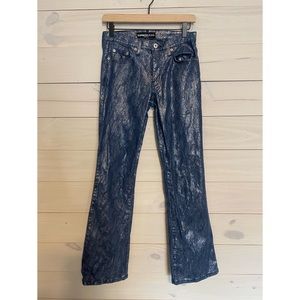 Express mid rise metallic boot cut jeans